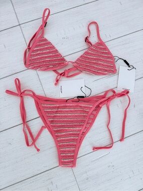 New Bond-eye Swim Bikini Set Luana Triangle Bikini Top Anisha Side Tie Brief NWT